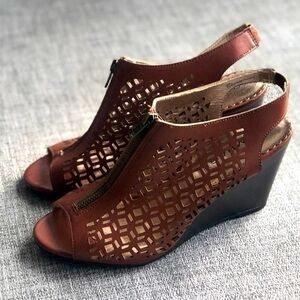 Rampage slingback peep toe wedge shoe